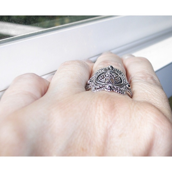 925 STERLING SILVER Rope Beaded Ornate Ring - Picture 4 of 16